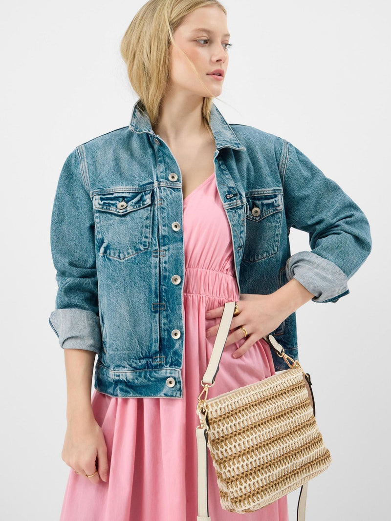 Accessorize natural stripe raffia crossbody bag, imported from the UK