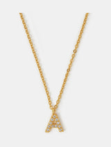 Next Accessorize 14ct Gold Plated Diamanté Initial Pendant Necklace- Buy online at McGrocer