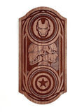 Marvel brown wall plaque featuring Iron Man and Captain America, UK version