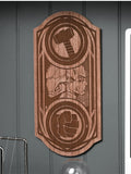 Marvel brown wall plaque featuring Iron Man and Captain America, UK version
