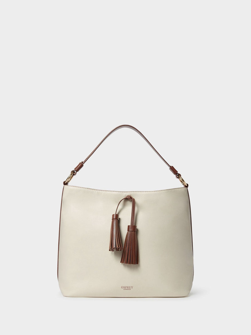 Osprey London Hobo Bag Cream Leather - British product