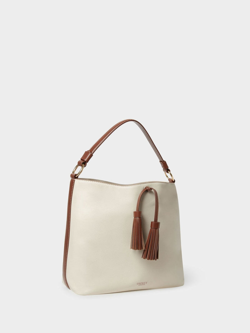 Osprey London Hobo Bag Cream Leather - British product