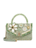 Dune London Green Blooms grab bag raffia, UK version