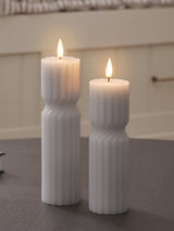 Next Lights4fun Pale Grey Twisted LED Pillar Candles with Remote Control (Set of 2, 17.5cm)- Buy online at McGrocer