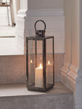 Lights4fun grey stainless steel lantern with LED flame (British brand)