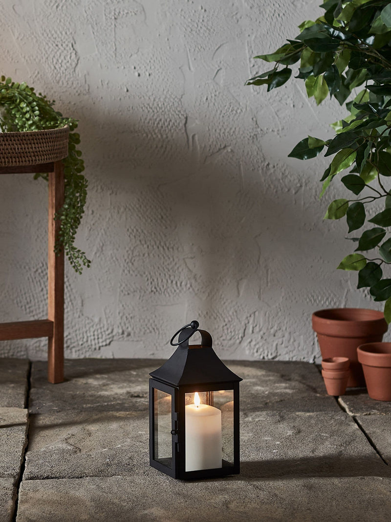 Lights4fun Black Albury garden lantern 25cm, imported from the UK