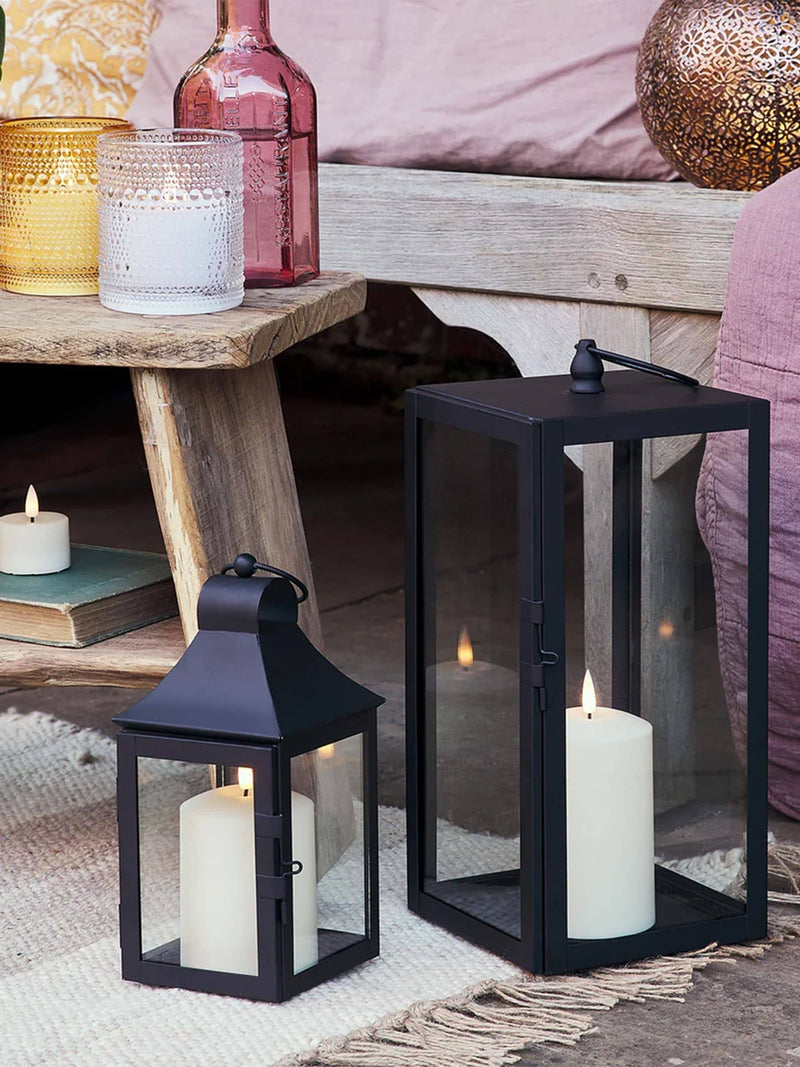 Lights4fun Black Albury garden lantern 25cm, imported from the UK