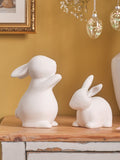 Lights4fun white porcelain bunny set 12.5cm, imported from the UK