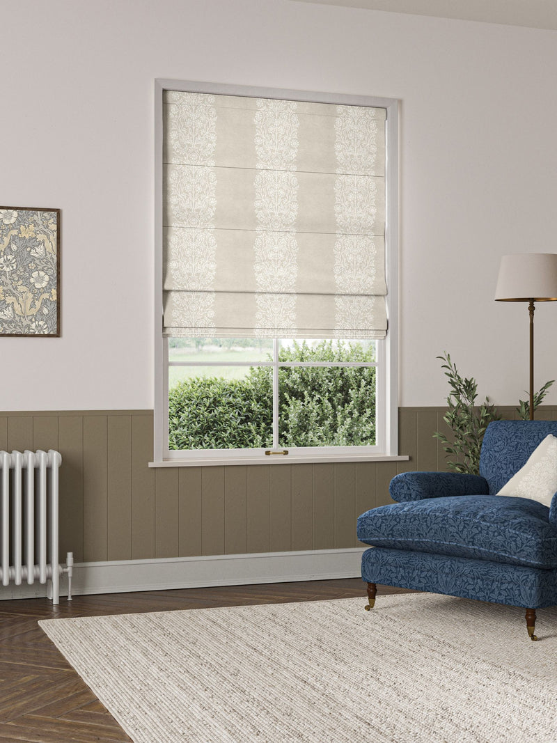 William Morris Blackthorn woven stripe roman blind (British brand)