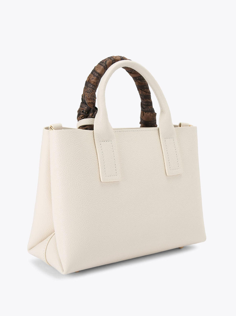 Carvela Mini Nina white leather tote bag, imported from the UK