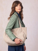 Next Lakeland Leather Nude Santon Suede Tote Bag- Buy online at McGrocer