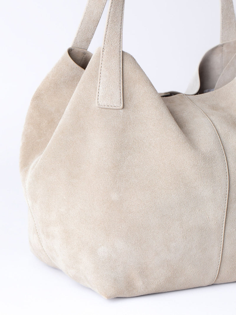 Lakeland Leather Santon suede tote bag nude, UK version