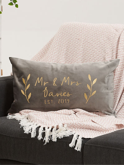 Next No Ordinary Gift Personalised Floral Couples Velvet Cushion- Buy online at McGrocer