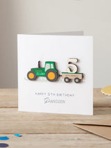 Next No Ordinary Gift Personalised Wooden Tractor Birthday Card 15cm x 15cm- Buy online at McGrocer