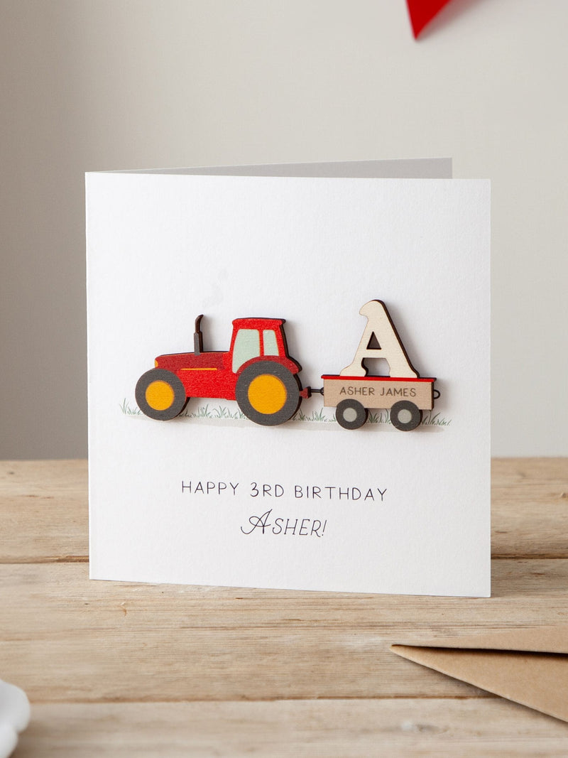 No Ordinary Gift personalised tractor birthday card 15x15cm - British product