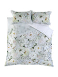 Designers Guild platinum silver Fleur Blanche pillowcase set, imported from the UK