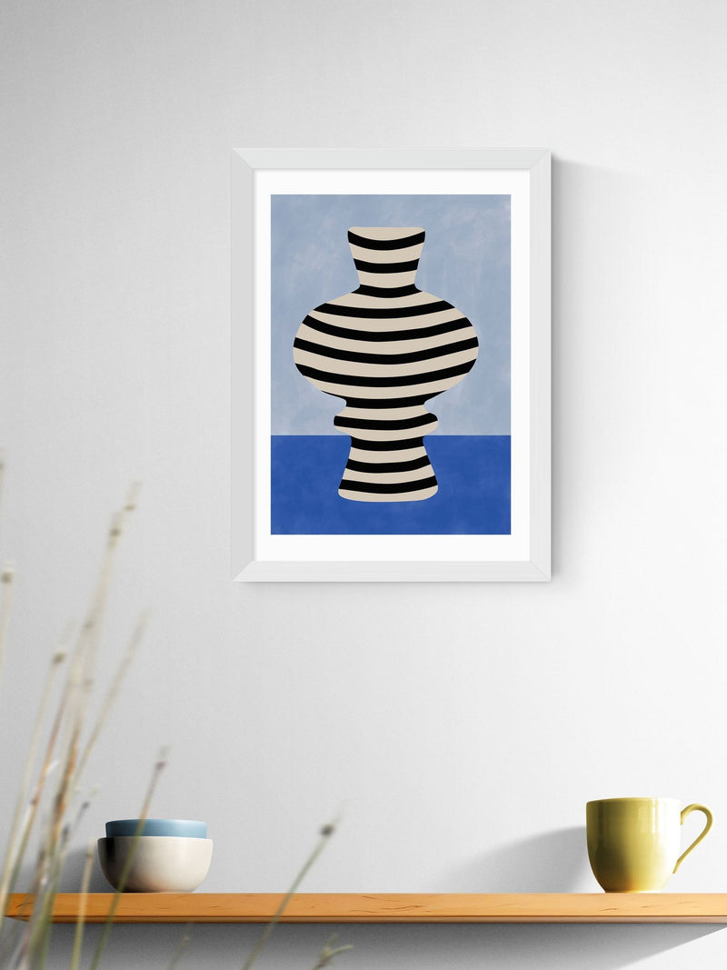 East End Prints White Blue Still Life Poster III Wall Art Print by The Print Republic