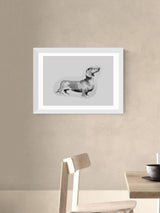 Next East End Prints White Sausage Dog Wall Art Print by Cartissi- Buy online at McGrocer