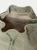 Jigsaw dark green drawstring bucket bag (British brand)