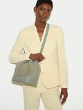 Jigsaw dark green drawstring bucket bag (British brand)