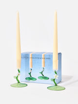 Next Oliver Bonas Set of 2 Green Flower Glass Candlestick Holders- Buy online at McGrocer