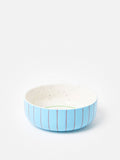 Oliver Bonas Le Chien ceramic pet bowl blue and red stripes (British brand)