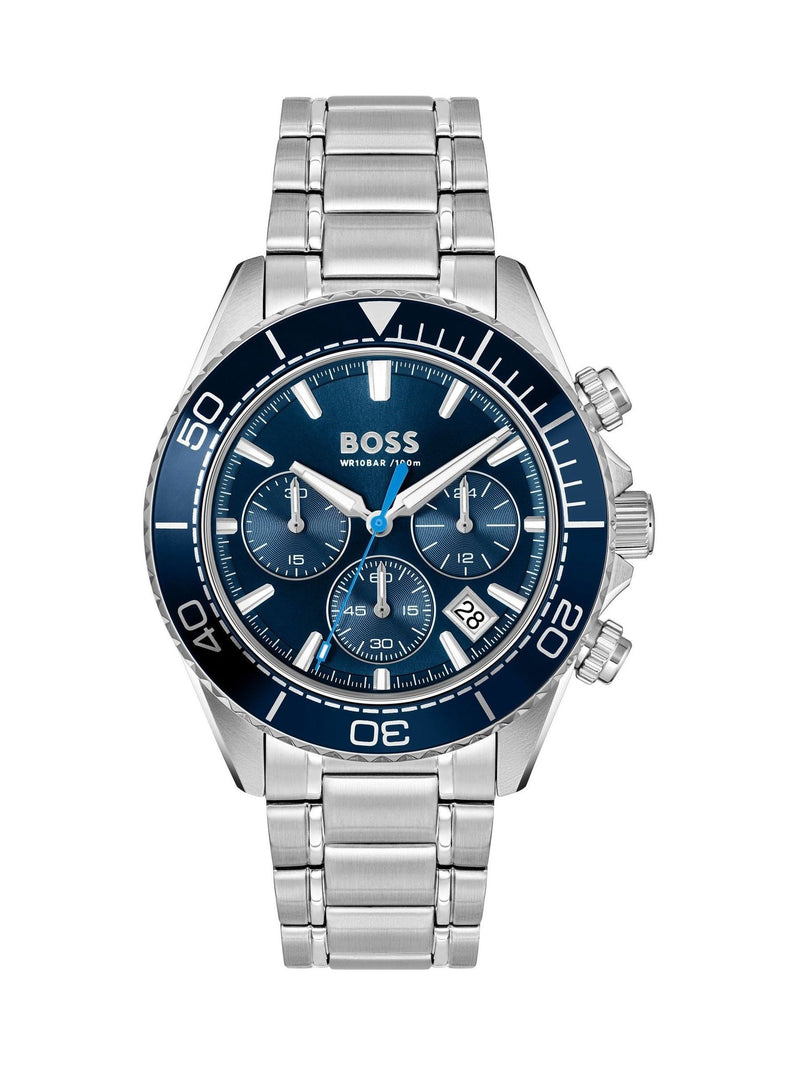 BOSS chronograph watch 44mm stainless steel, UK version