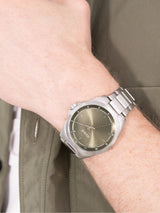 Next HUGO Seam Silver Tone Stainless Steel Bracelet Green Dial Watch- Buy online at McGrocer