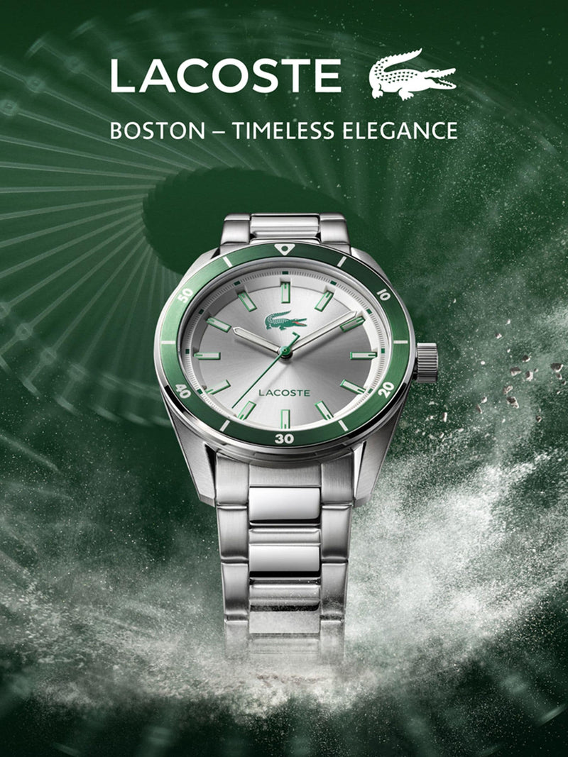 Lacoste Silver Tone Boston stainless steel watch, imported from the UK