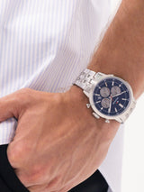 Next Tommy Hilfiger Silver Tone Stainless Steel Bracelet Watch Navy Blue Dial 43mm- Buy online at McGrocer