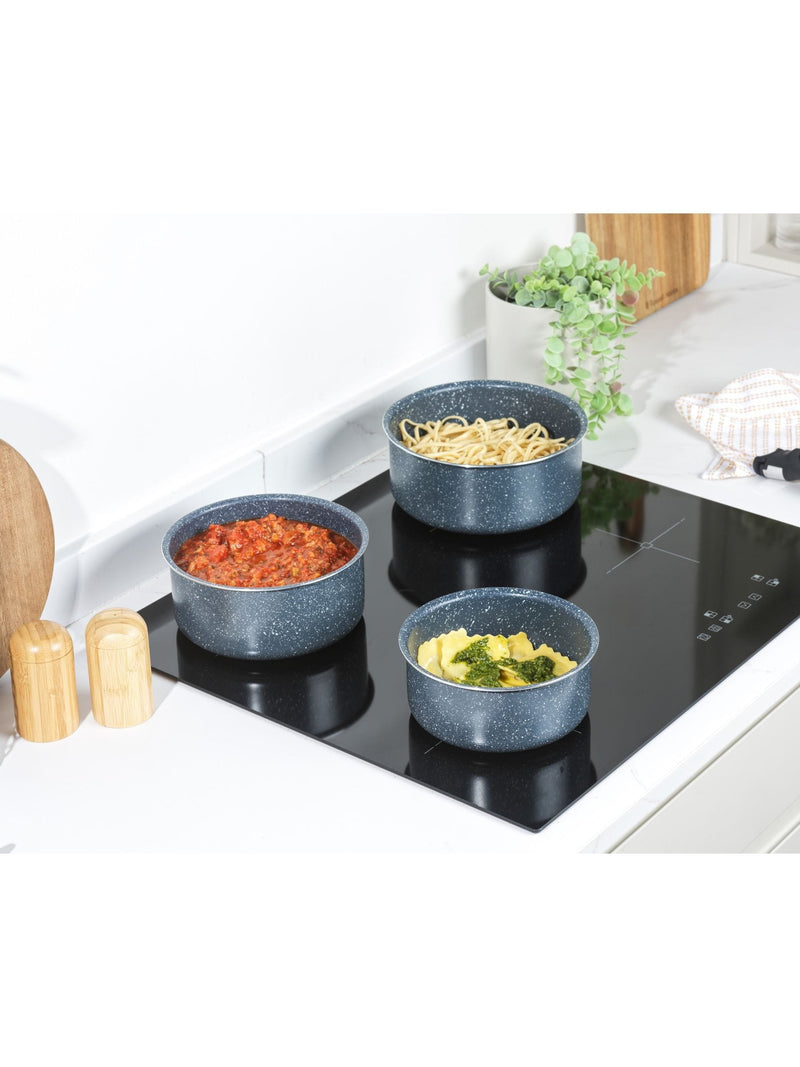 Russell Hobbs 4 piece blue stone saucepan set, UK version