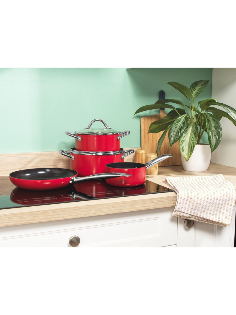 Russell Hobbs Red Riviera 4-piece pan set (British brand)