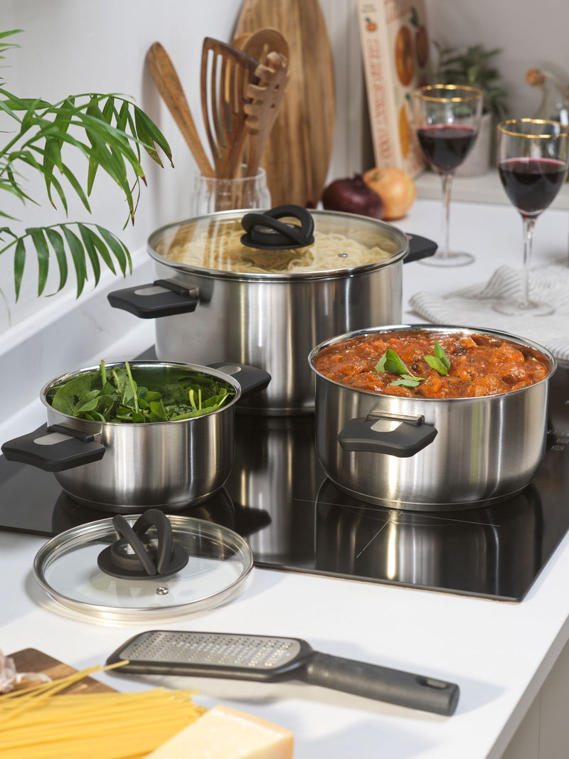 Salter 3 piece silver stockpot set (British brand)