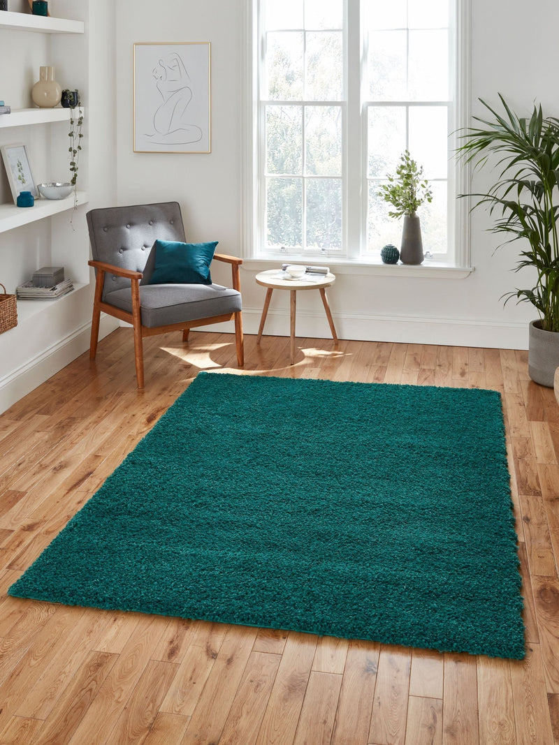 Think Rugs Sierra shaggy rug in jewel green - British product