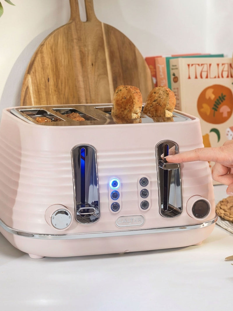 Salter Pink Ripple 4-slice toaster, imported from the UK