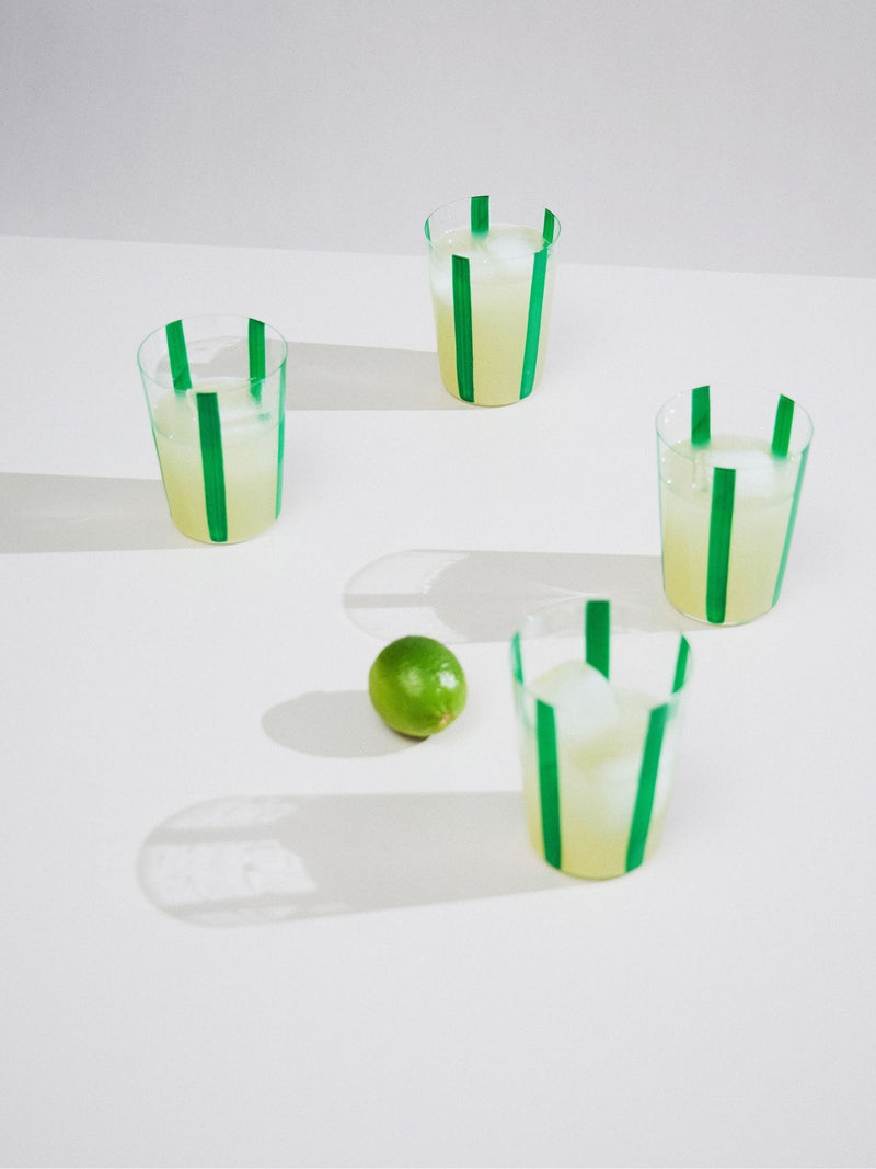 The Conran Shop green Nova stripe tumblers set of 4 500ml (British brand)