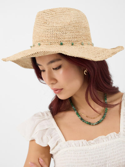 Next Accessorize Natural Bead Trim Fedora Hat- Buy online at McGrocer