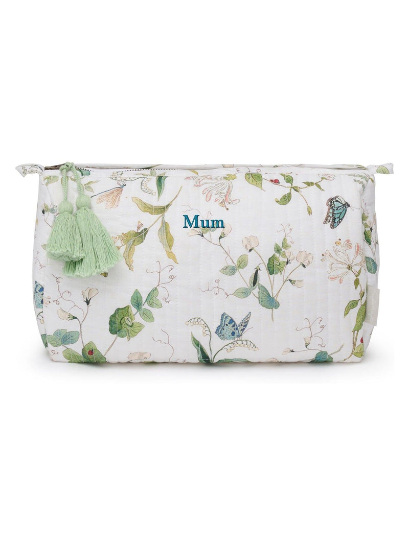 Sophie Allport cotton wash bag White Wild Floral design (British brand)
