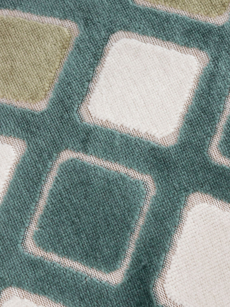 Furn Green Metro Diamond velvet feather filled cushion 30x50, UK version