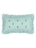Furn Green Les Petite Fleurs cushion gingham ruffle 30x50cm (British brand)