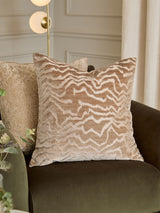 Next Paoletti Taupe Tierra Cut Velvet Fibre Filled Cushion 50x50cm- Buy online at McGrocer