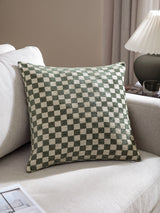 Next HÖEM Larro Smoke Green Chenille Checkerboard Fibre Filled Cushion 45x45cm- Buy online at McGrocer