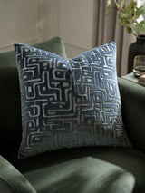 Next HÖEM Slate Blue Soren Cut Velvet Fibre Filled Cushion 45x45cm- Buy online at McGrocer