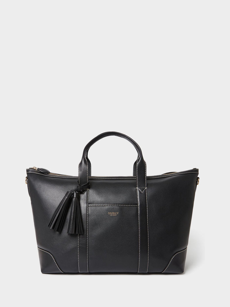 Osprey London black leather Savanna weekender bag - British product