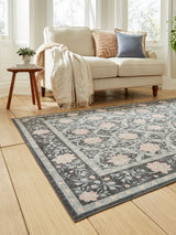 Next Think Rugs Dark Blue Versailles Floral Rug- Buy online at McGrocer