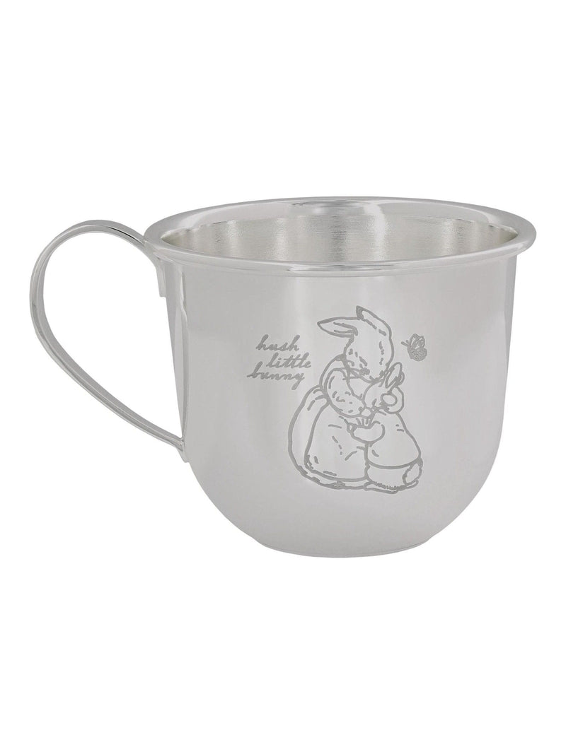 Beatrix Potter Peter Rabbit silver christening mug, UK version