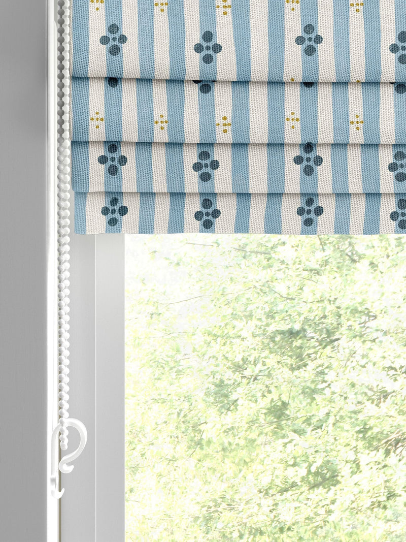 Emily Bond Blue Clara made to measure roman blind, UK version