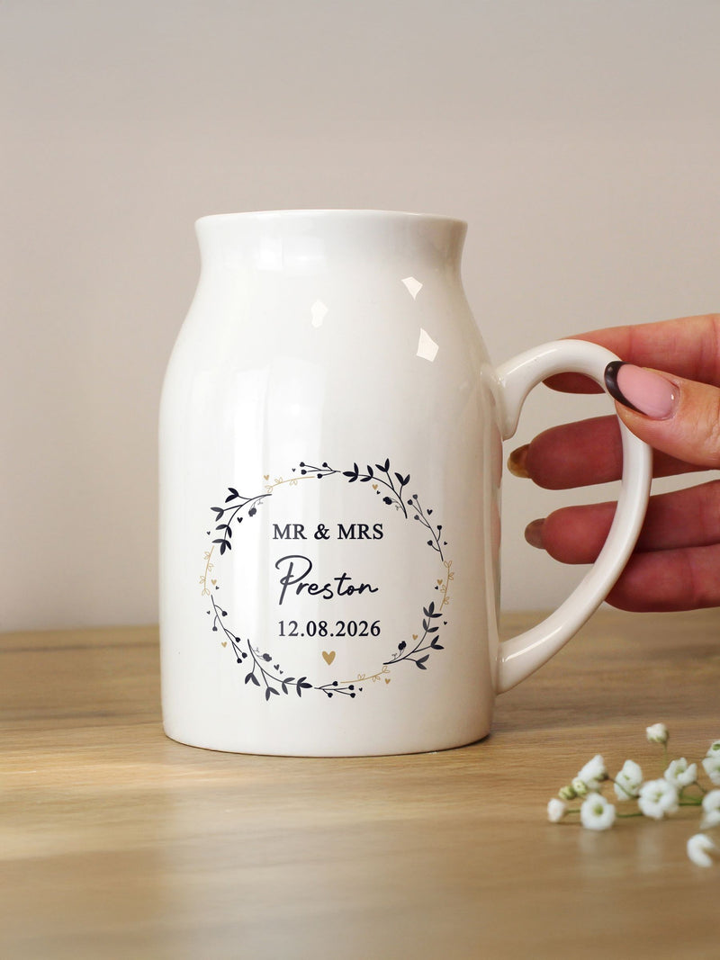 PMC personalised wreath jug vase 12cm, UK version