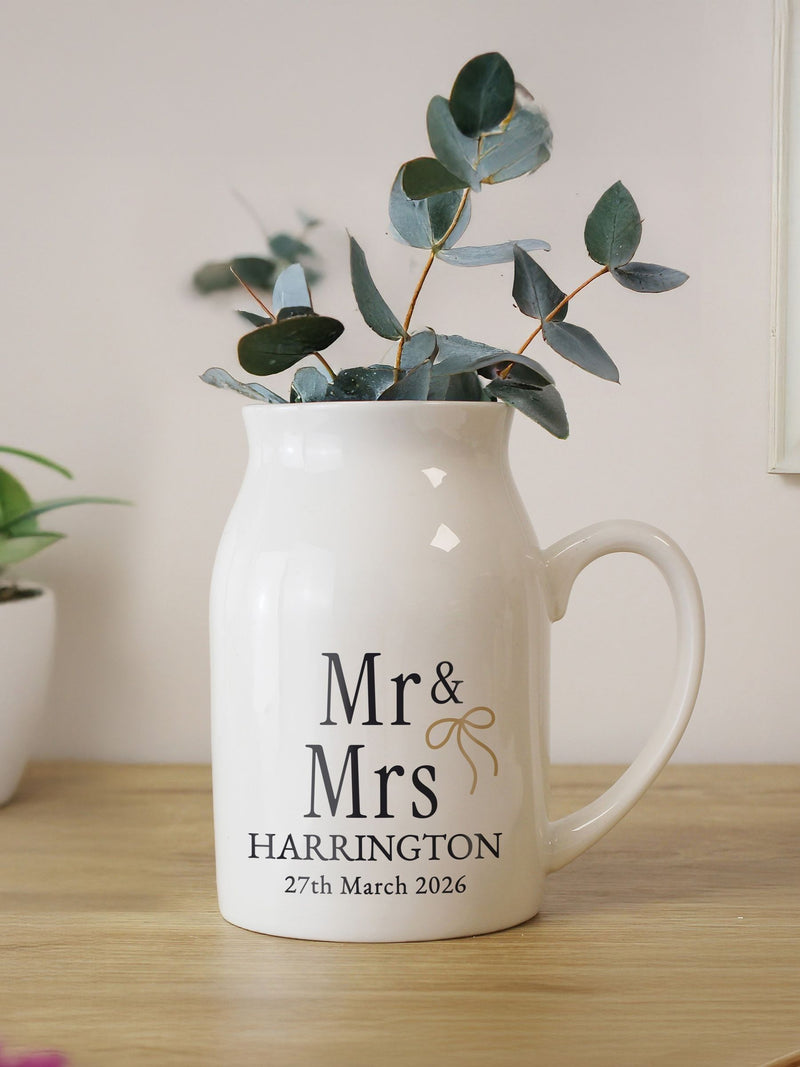 PMC personalised ceramic wedding jug vase 12cm (British brand)