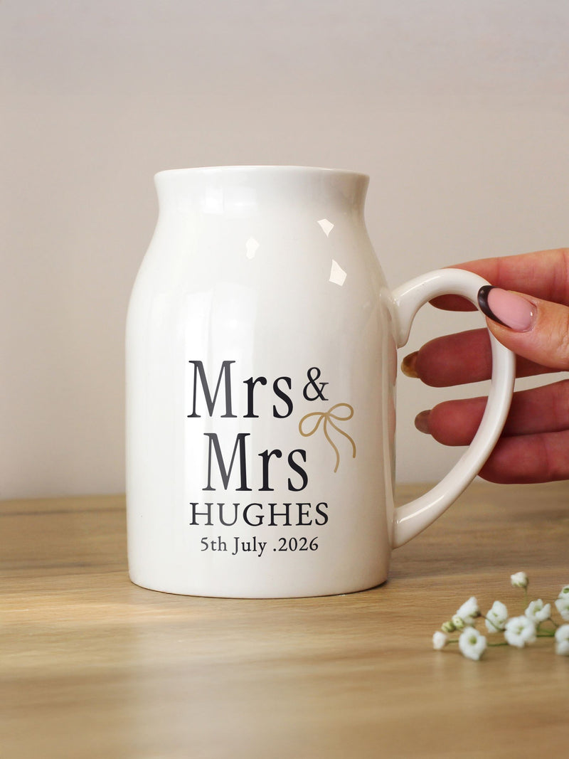 PMC personalised ceramic wedding jug vase 12cm (British brand)